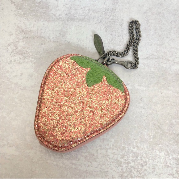 NWOT Coach Strawberry Glitter Coin Case Wristlet - Picture 3 of 8
